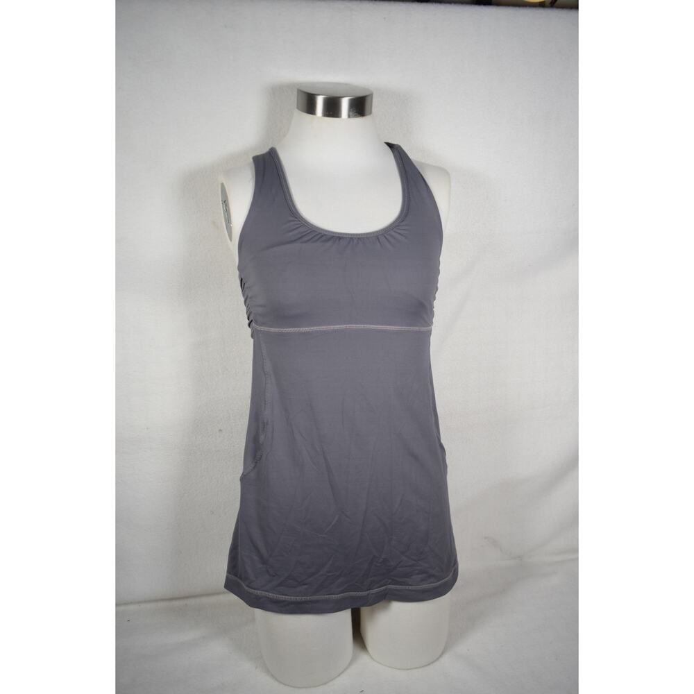 Lululemon Tank Grey Racerback Top Built-in Bra Yoga Shirt Stretch Size S (4-6)